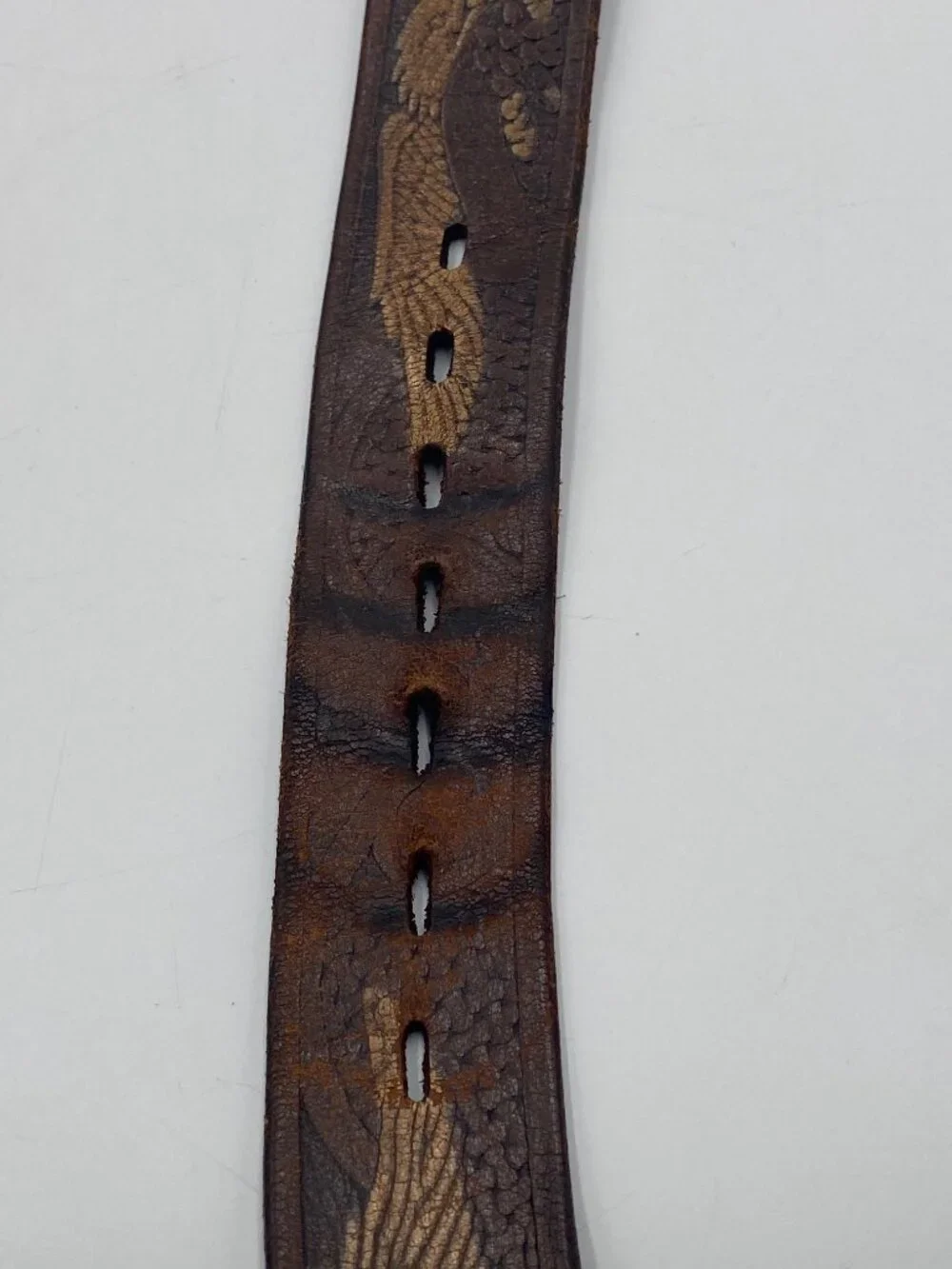 Wrangler Leather Western Belt Brown Tooled Eagle Bird Size 40 Well Loved 1 3/8